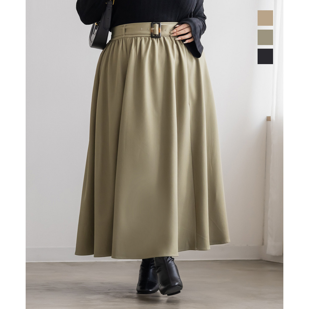 CLETTEオリジナルベルト付きギャザーロングスカート