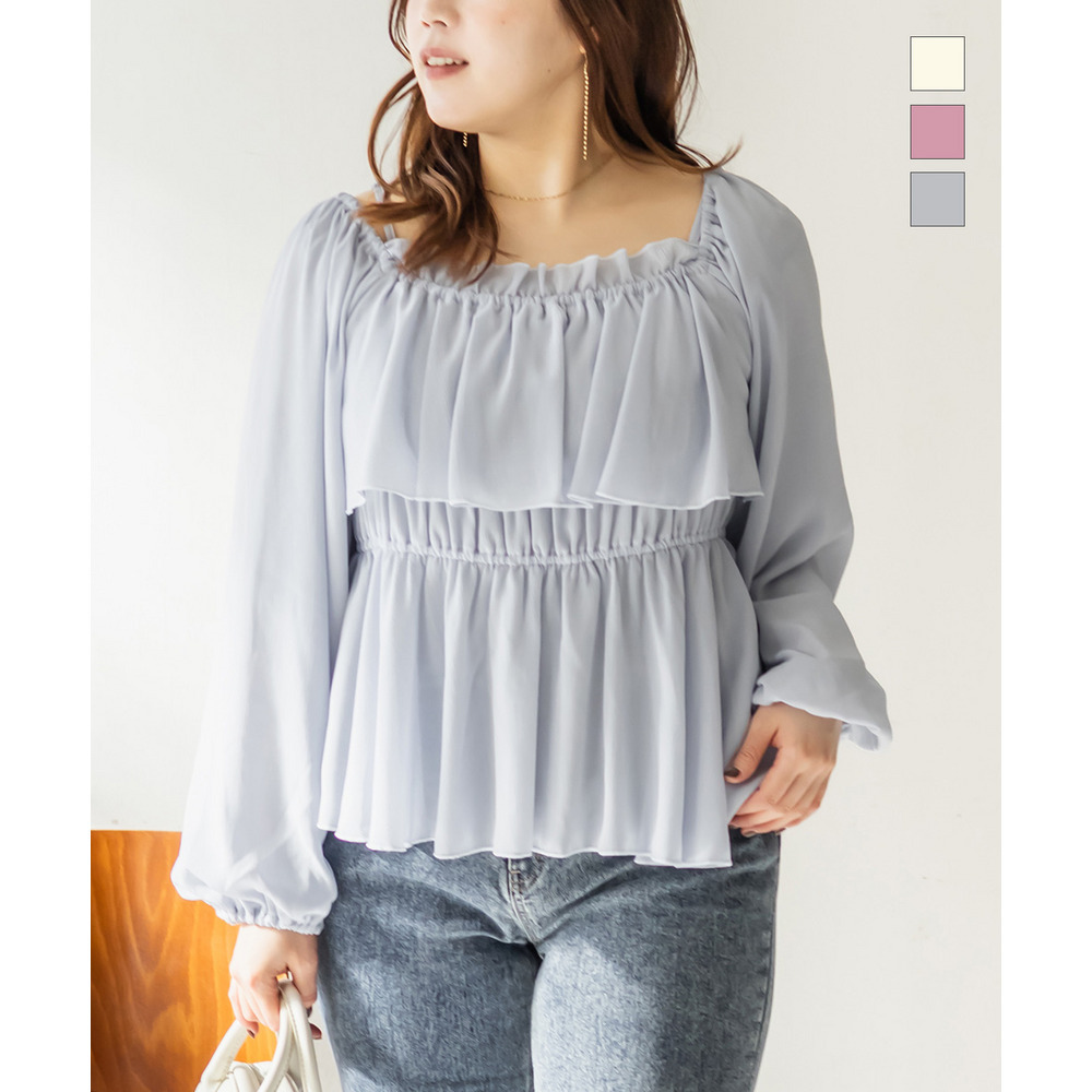 CLETTEオリジナル2WAYネックフリルブラウス