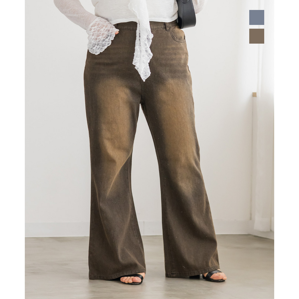 ウォッシュドデニムフレアパンツ