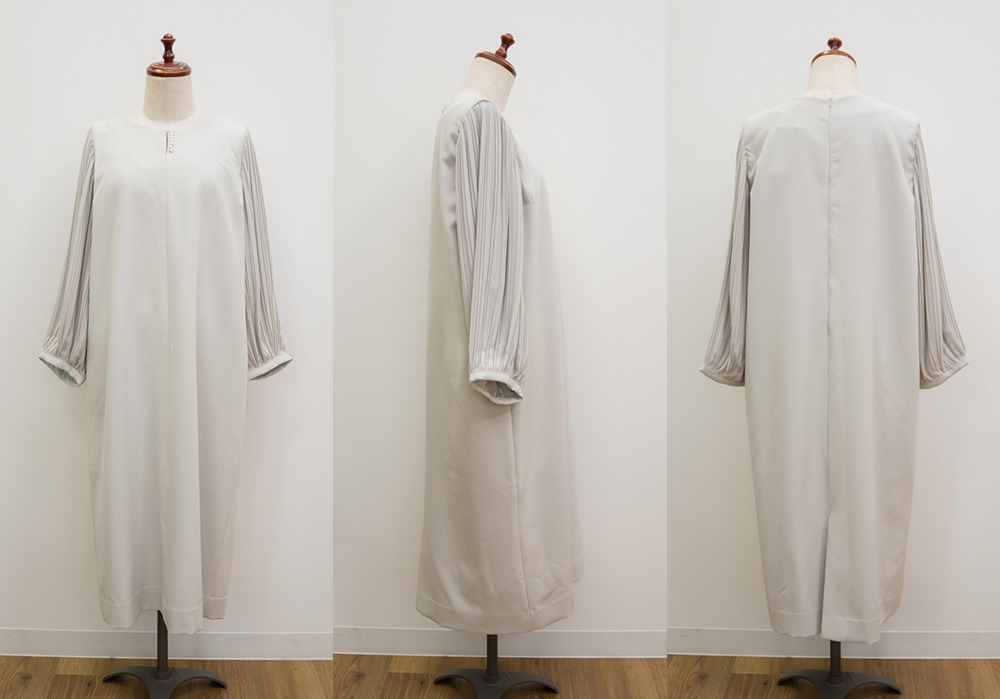 袖プリーツシフォンワンピース11