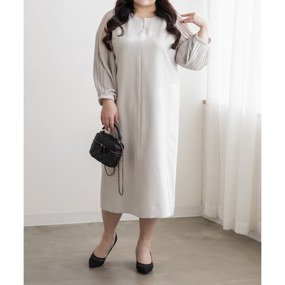 袖プリーツシフォンワンピース5