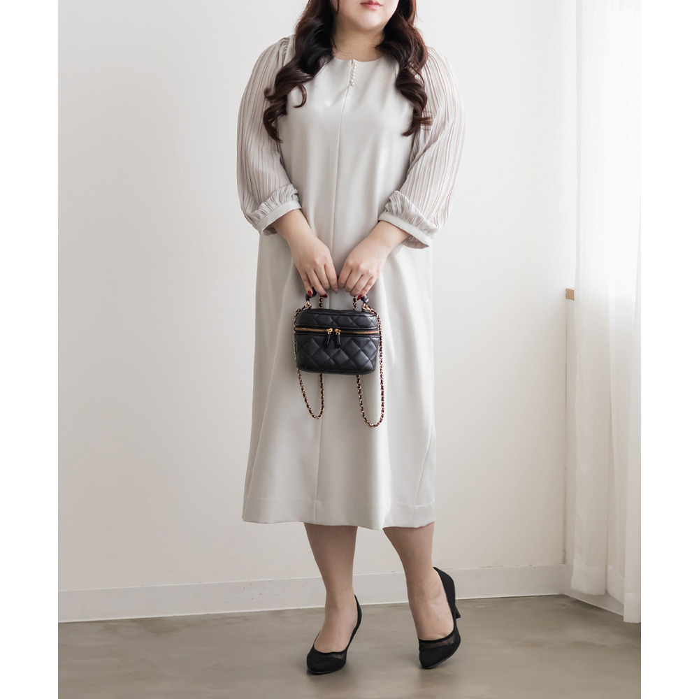 袖プリーツシフォンワンピース6