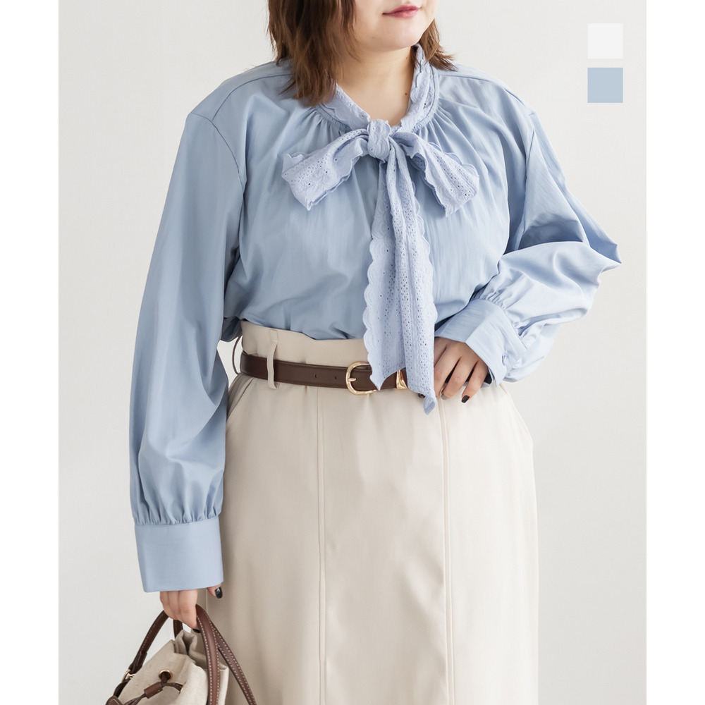 レースボウタイブラウス