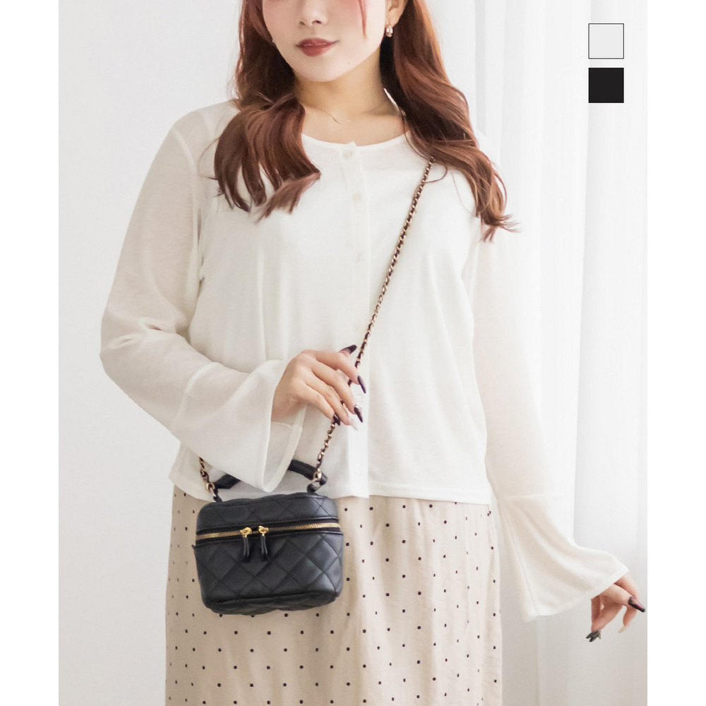 フレアスリーブシアーカーディガン1