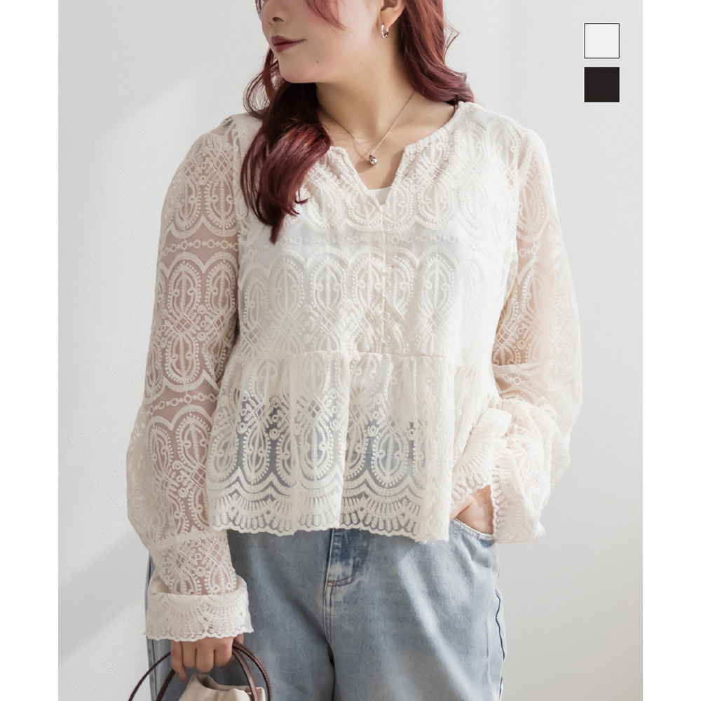 CLETTEオリジナル総レースペプラムブラウス1