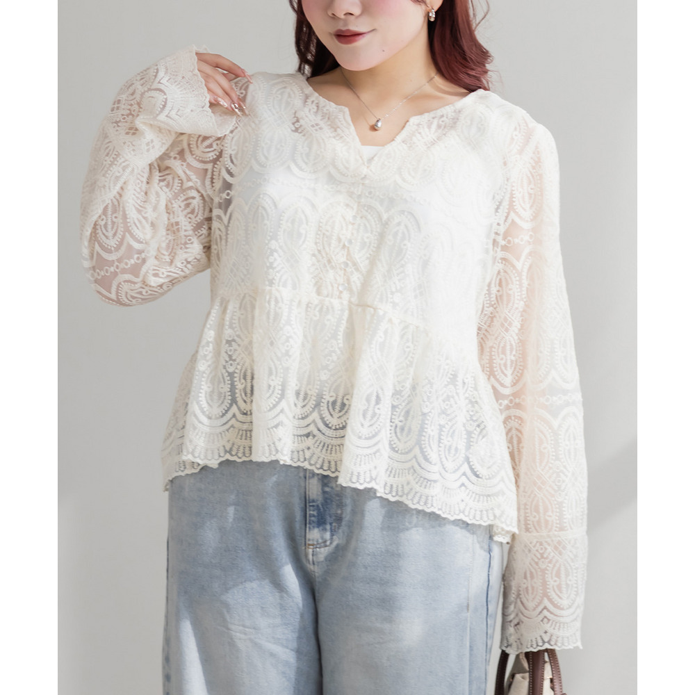 CLETTEオリジナル総レースペプラムブラウス2