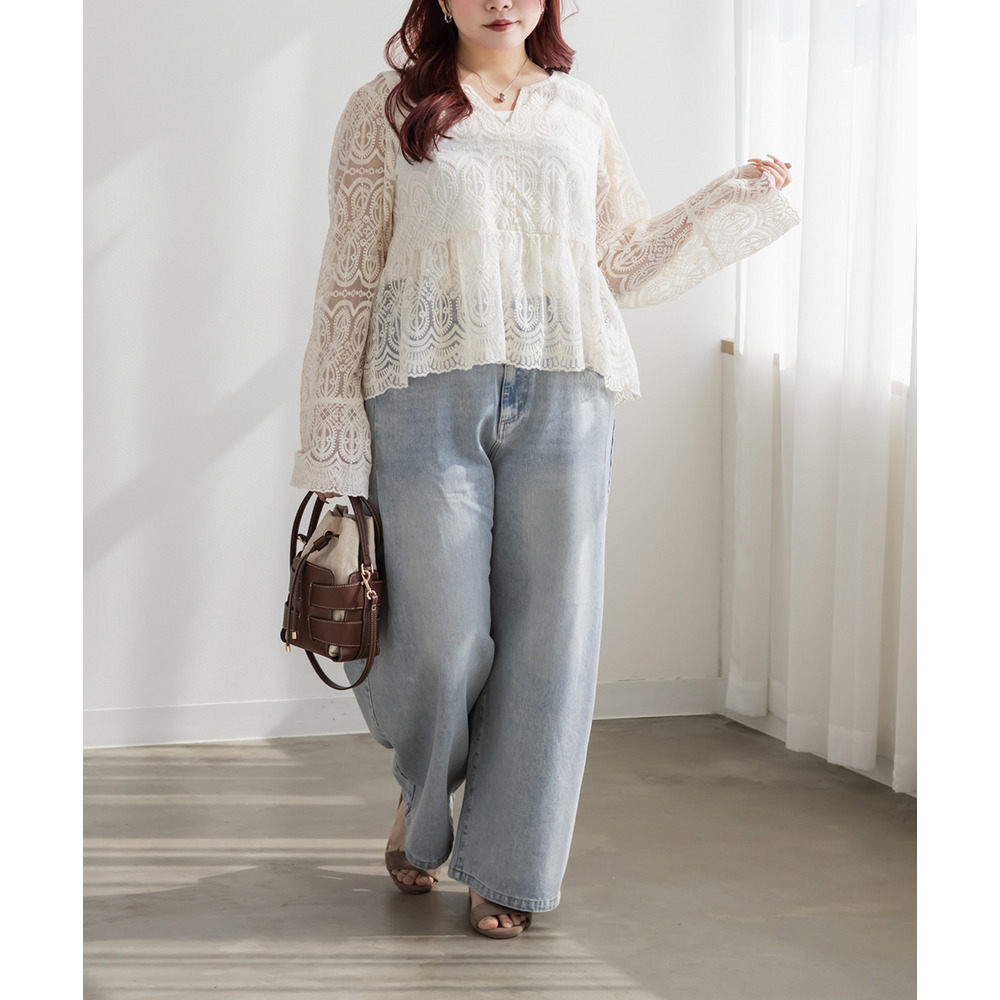 CLETTEオリジナル総レースペプラムブラウス3