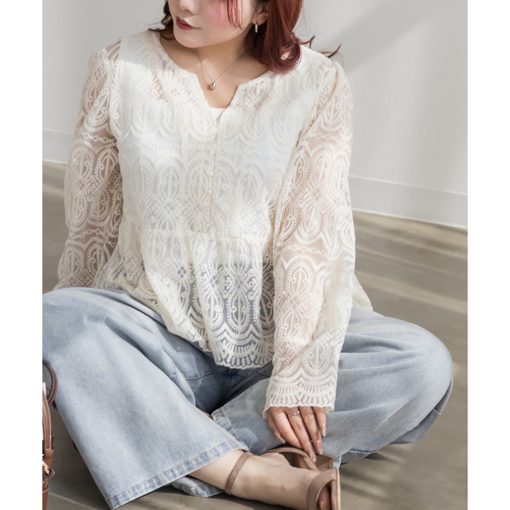 CLETTEオリジナル総レースペプラムブラウス5