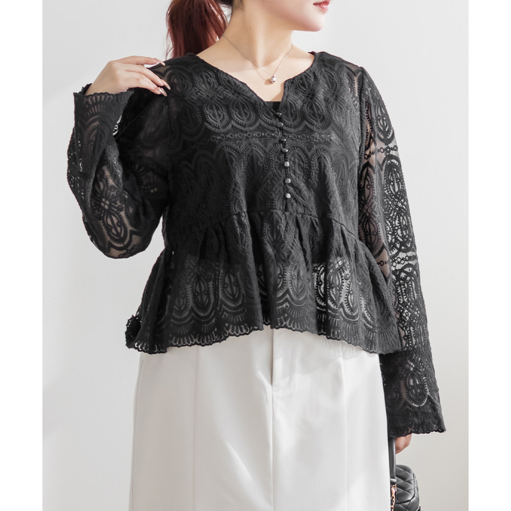 CLETTEオリジナル総レースペプラムブラウス8