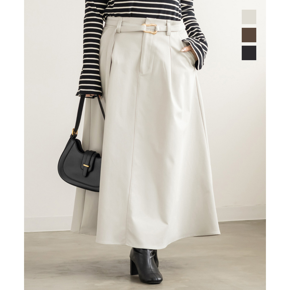 CLETTEオリジナルニュアンスバックルベルトロングスカート