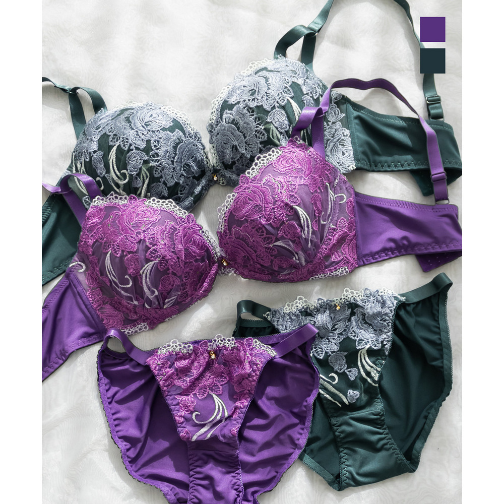 ラグジュアリーローズ刺繍ブラジャー＆ショーツセット