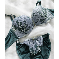 ラグジュアリーローズ刺繍ブラジャー＆ショーツセット