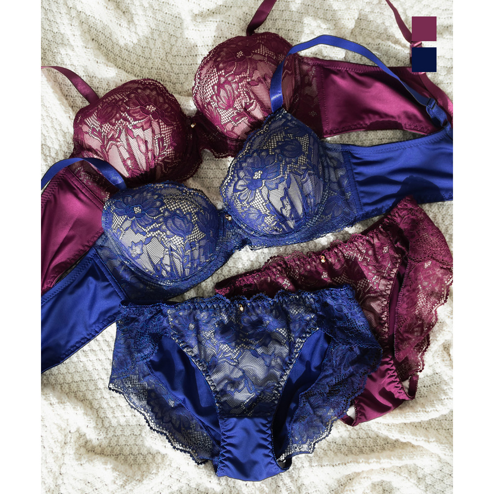 脇高フラワーレースブラジャー＆ショーツセット