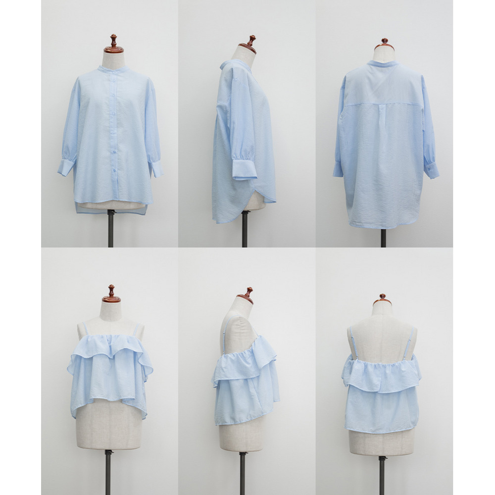 フレアビスチェ&シアーストライプシャツセット15