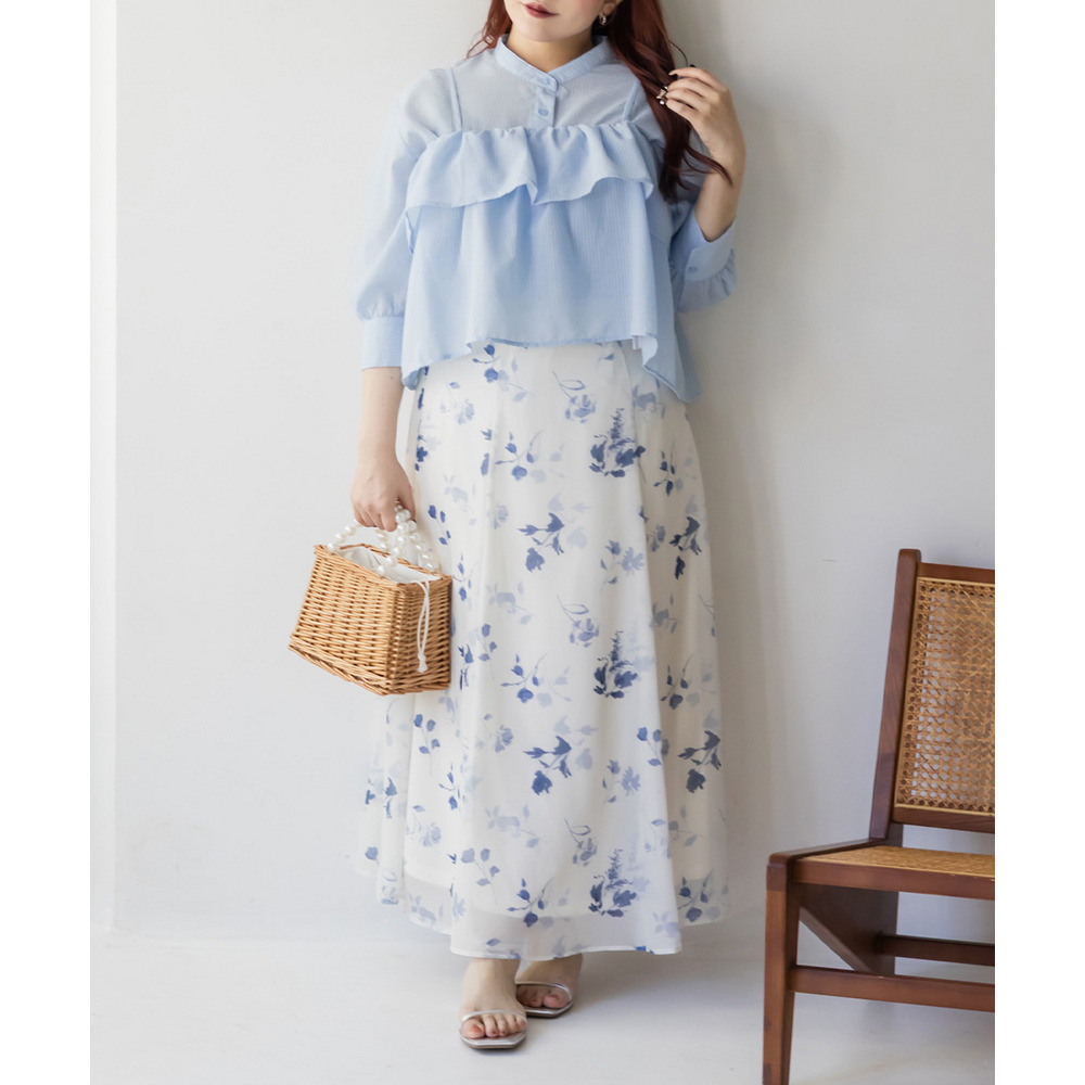 フレアビスチェ&シアーストライプシャツセット2