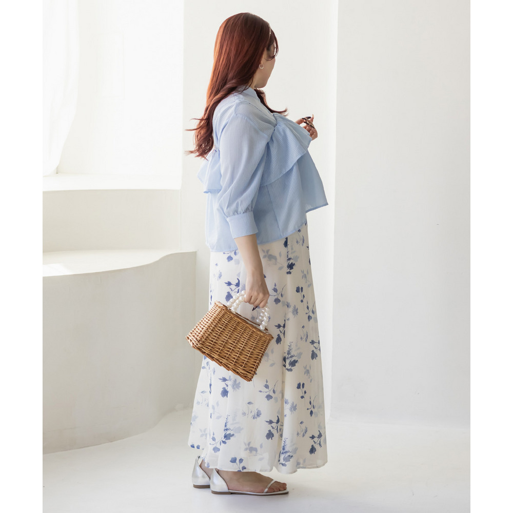 フレアビスチェ&シアーストライプシャツセット3