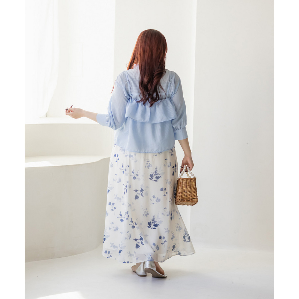 フレアビスチェ&シアーストライプシャツセット4