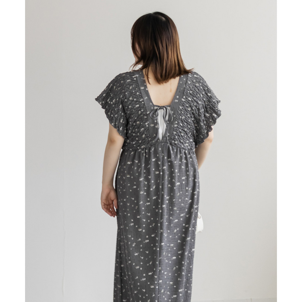 花柄シャーリングVネックワンピース9