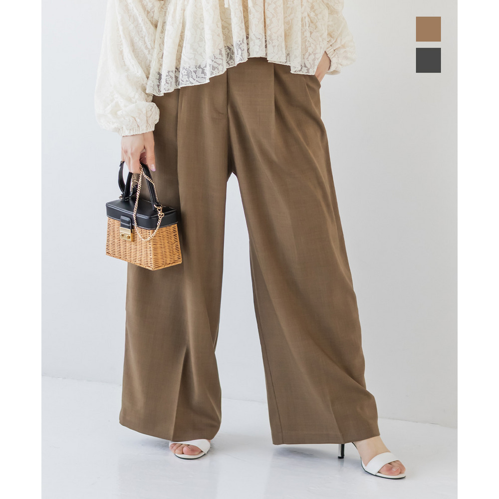 ダブルタックセンタープレイスワイドパンツ