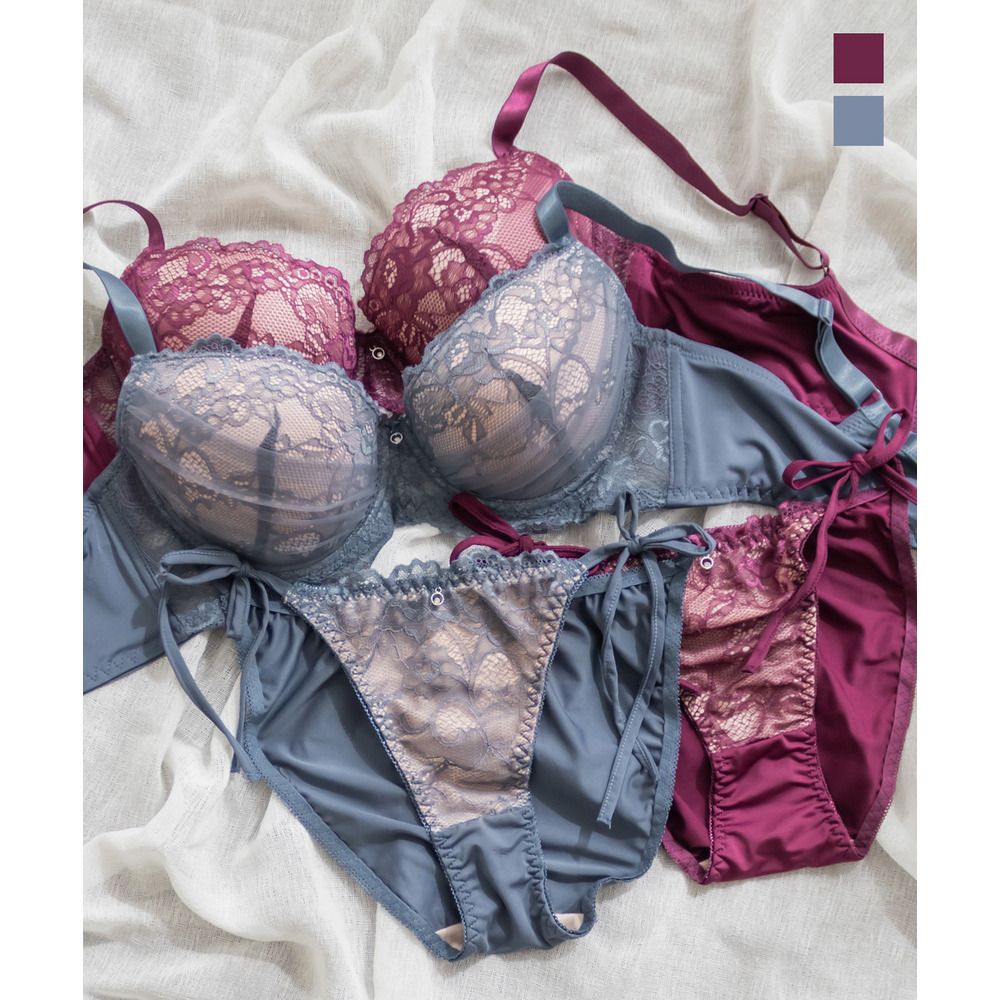 脇高シアーレースブラジャー＆ショーツセット