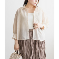 レース付きシアーストライプショートシャツ