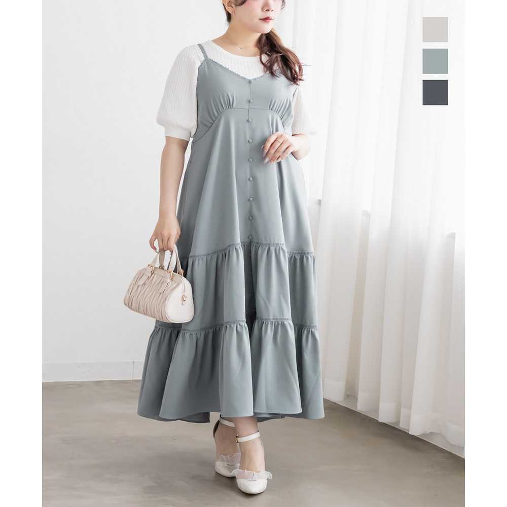 CLETTEオリジナルレース使いティアードキャミワンピース