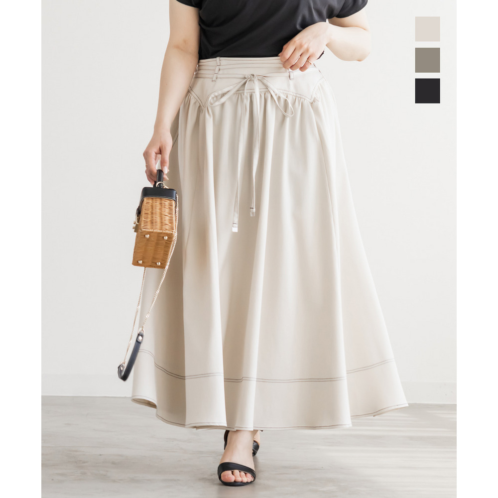 CLETTEオリジナルリボンベルトデザインギャザースカート