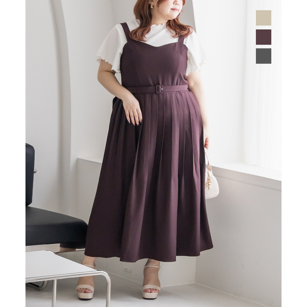 CLETTEオリジナルベルト付きプリーツジャンスカワンピース