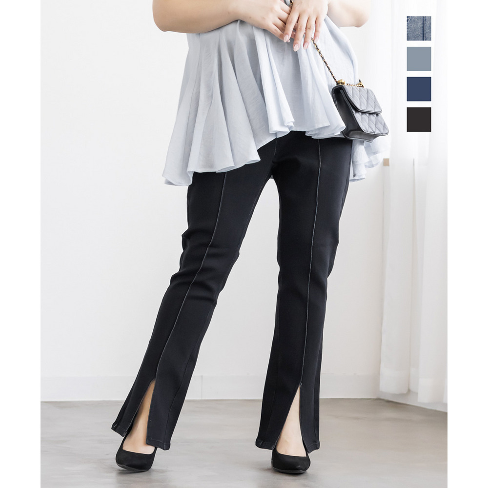 CLETTEオリジナルストレッチデニムスリットフレアパンツ