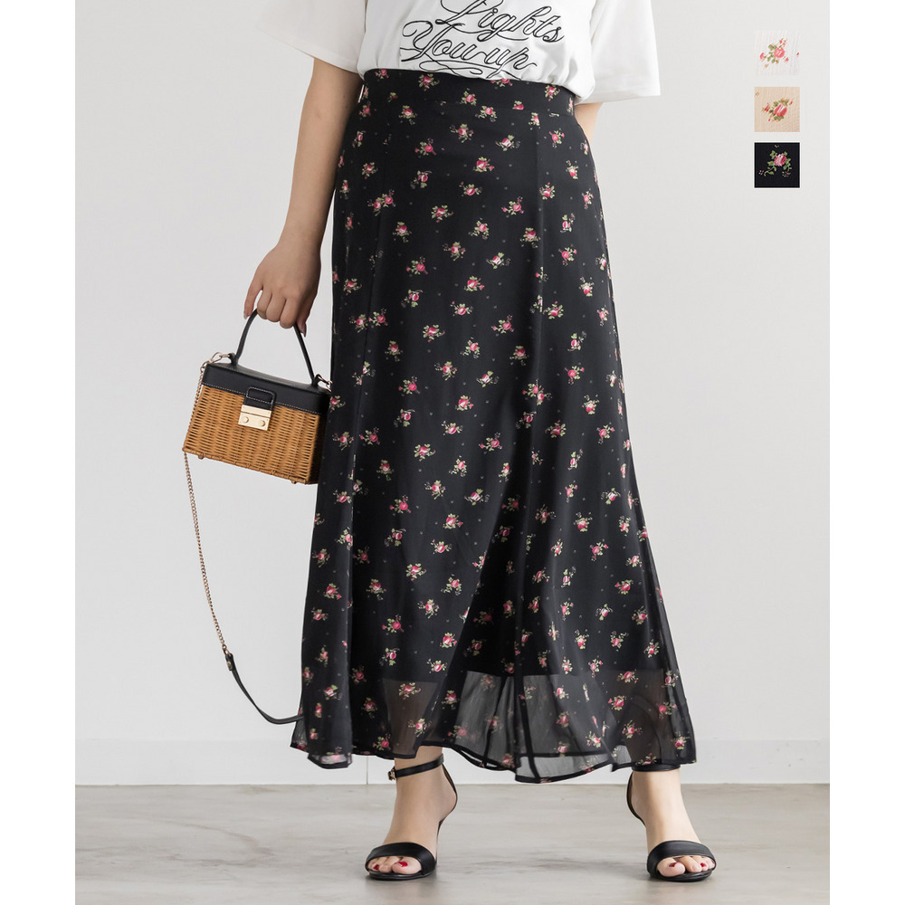 CLETTEオリジナルシアー花柄ロングスカート
