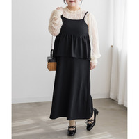 ふくれジャガードペプラムキャミワンピース