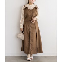 CLETTEオリジナル配色ステッチリボンビスチェ＆ボックスタックスカートセット