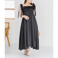 CLETTEオリジナルドット柄ショルダーリボンワンピース