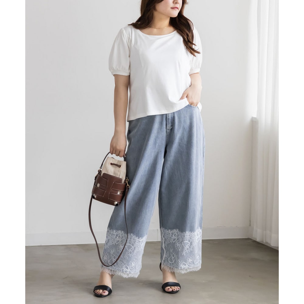 CLETTEオリジナル裾レースワイドデニムパンツ2