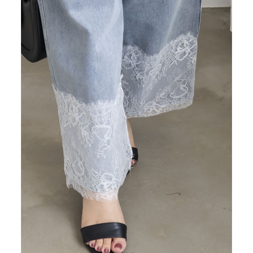 CLETTEオリジナル裾レースワイドデニムパンツ3