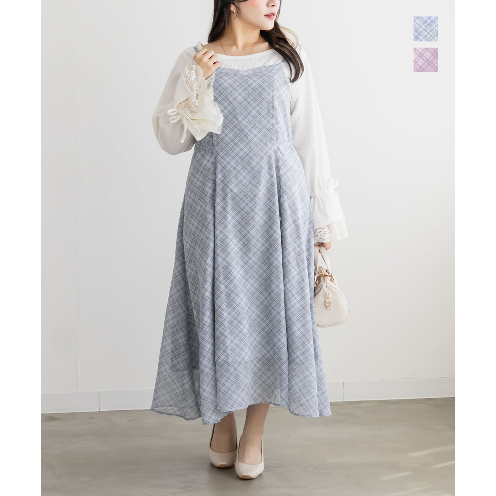 CLETTEオリジナルシアーチェック切替キャミワンピース