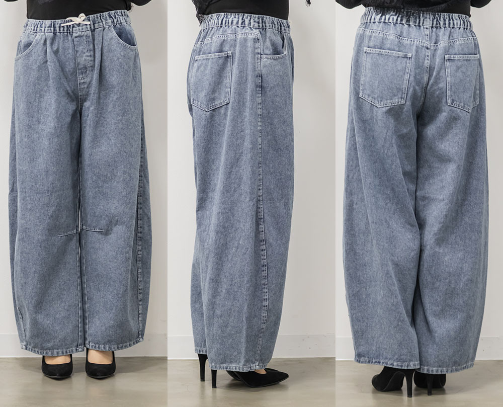 ドロスト付きバレルレッグデニムパンツ13