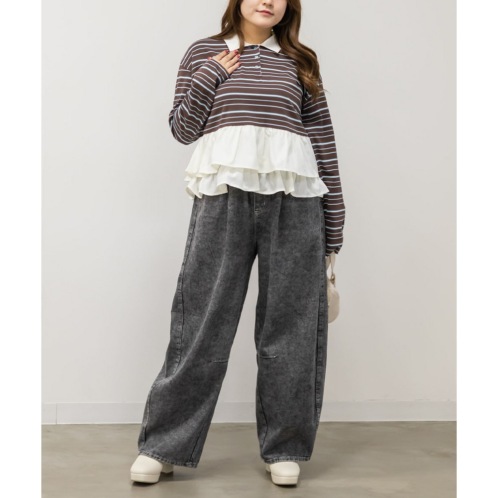 ドロスト付きバレルレッグデニムパンツ6
