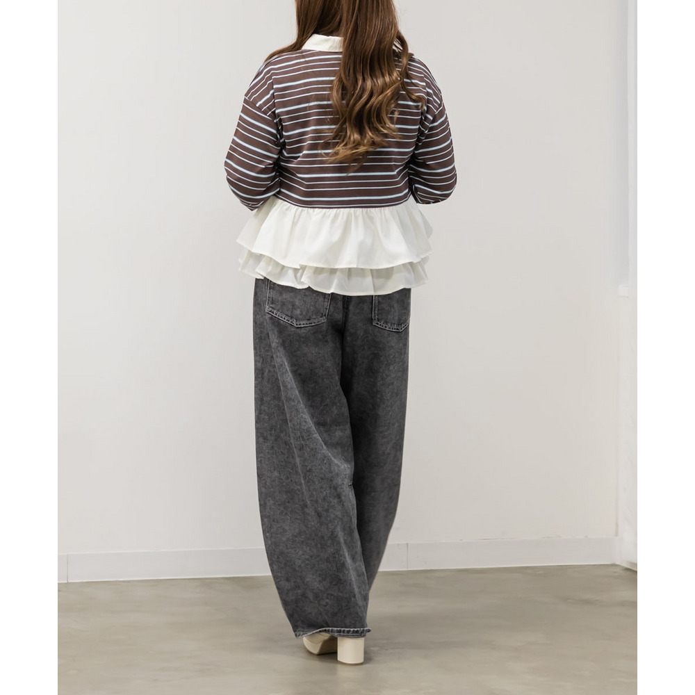 ドロスト付きバレルレッグデニムパンツ9