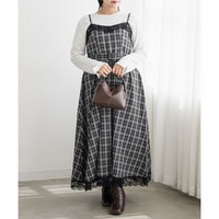 CLETTEオリジナルチェック柄レース付きキャミワンピース
