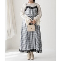 CLETTEオリジナルチェック柄レース付きキャミワンピース