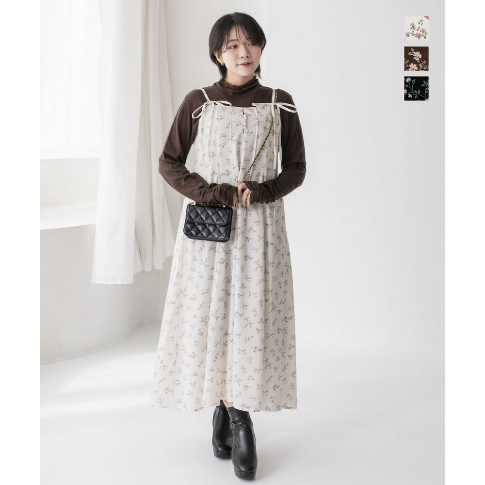 CLETTEオリジナル花柄ピンタックキャミワンピース
