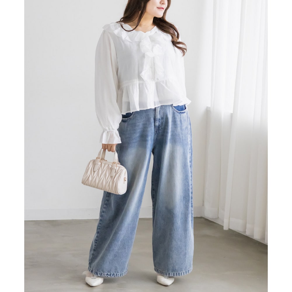 CLETTEオリジナルラッフルペプラム切替ブラウス15