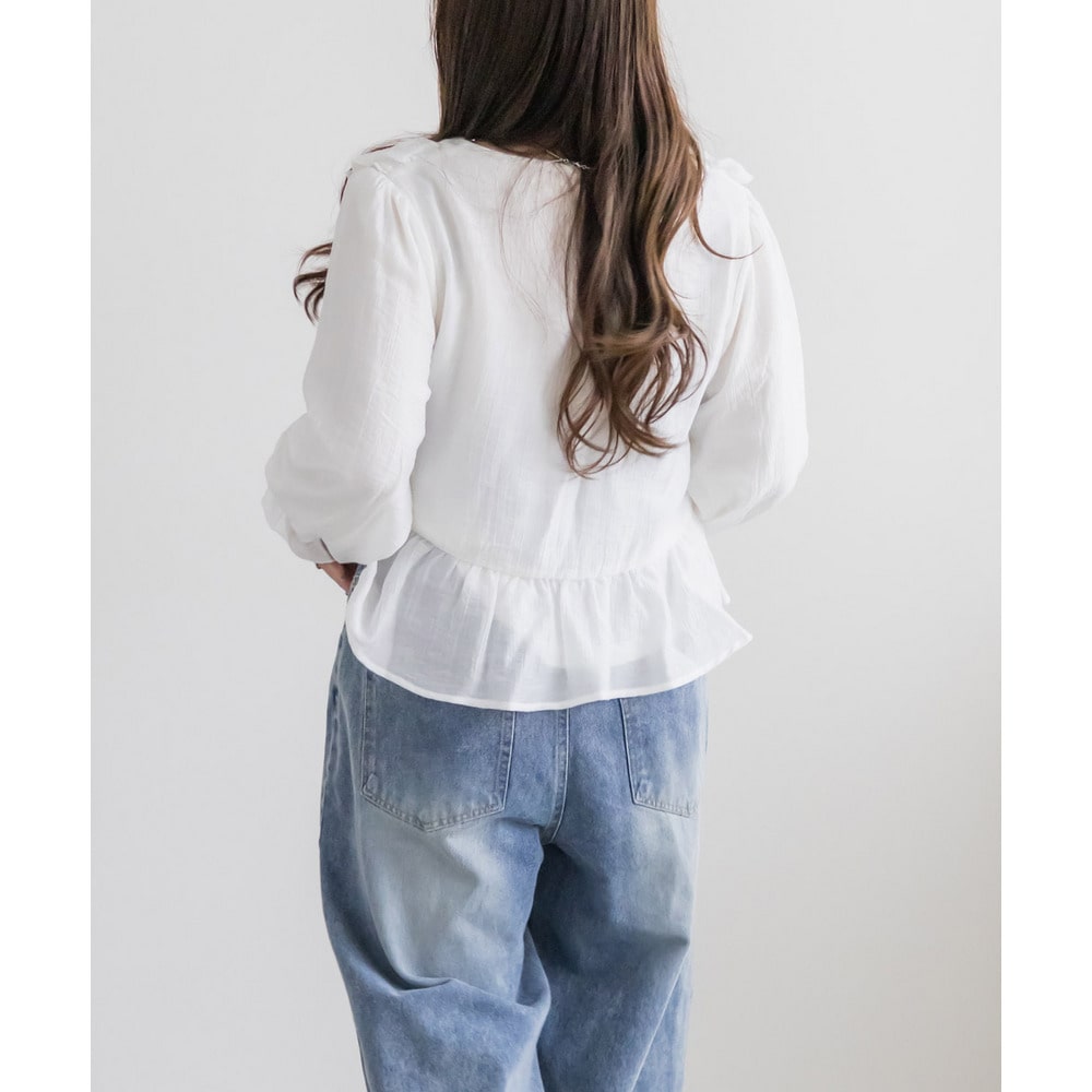 CLETTEオリジナルラッフルペプラム切替ブラウス18