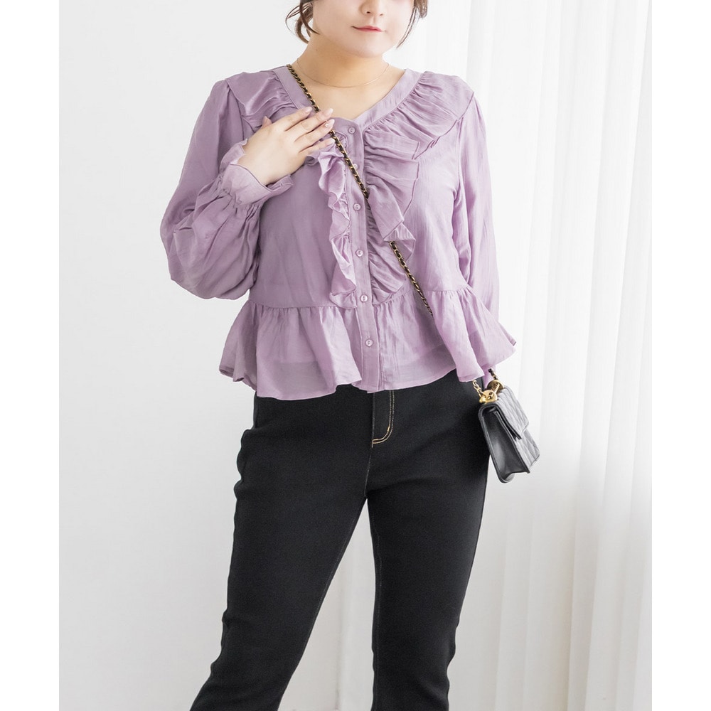 CLETTEオリジナルラッフルペプラム切替ブラウス9