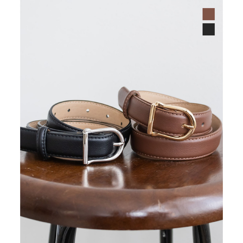 CLETTEオリジナルシンプルバックルシボ調フェイクレザーベルト