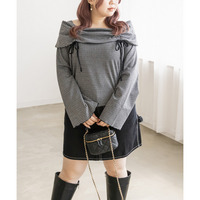 CLETTEオリジナル★ドロストリボンチェック柄プルオーバー