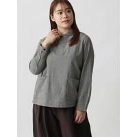 綿オックスチェック丸衿シャツ