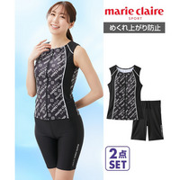 marie claire SPORT 全開ジップノースリーブタンキニセパレート水着　大きいサイズ