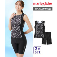 大きいサイズ marie claire SPORT 全開ジップノースリーブタンキニセパレート水着